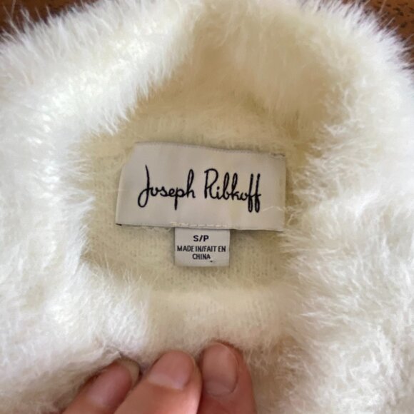 Joseph Ribkoff Fuzzy High Cutout Neck Cream Sweater Sm - Picture 6 of 10